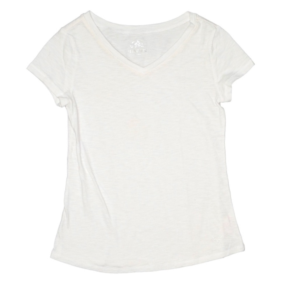 Justice white short sleeve V-neck T-shirt girls 12